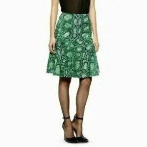 Altuzarra for Target Collab Green Snake Animal Print Ruffle Hem Midi Skirt